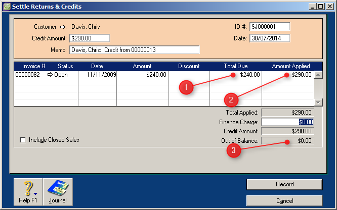 Applying the credit to the original invoice