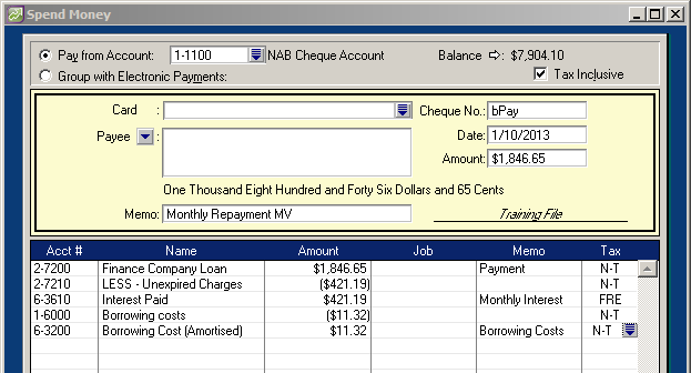 Monthly Payment, Interest and Borrowing Cost Components